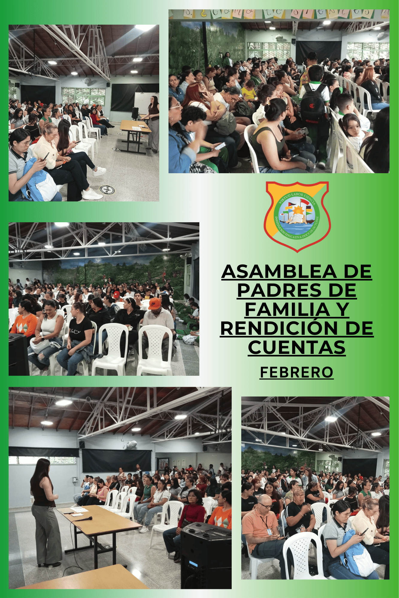 Nuestra Institución Educativa vivió una jornada significativa el pasado lunes 16 de febrero de 2026 con la realización de la Asamblea de Padres de Familia y Rendición de Cuentas, un espacio de diálogo, transparencia y construcción conjunta.